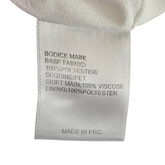 Keepsake the Label Handkerchief Hem White Sequins Dress Spaghetti Strap Sz S - Picture 9 of 11